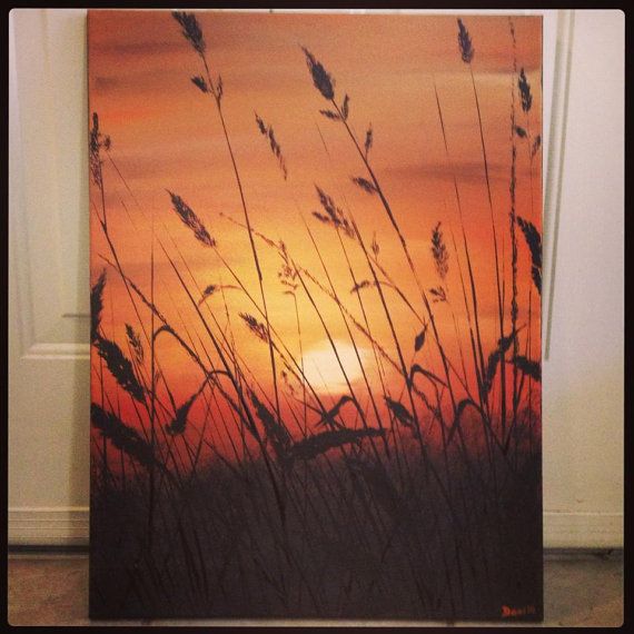 570x570 Sunset Landscape Original Acrylic Painting On Canvas Art That I - Acrylic Painting On Canvas