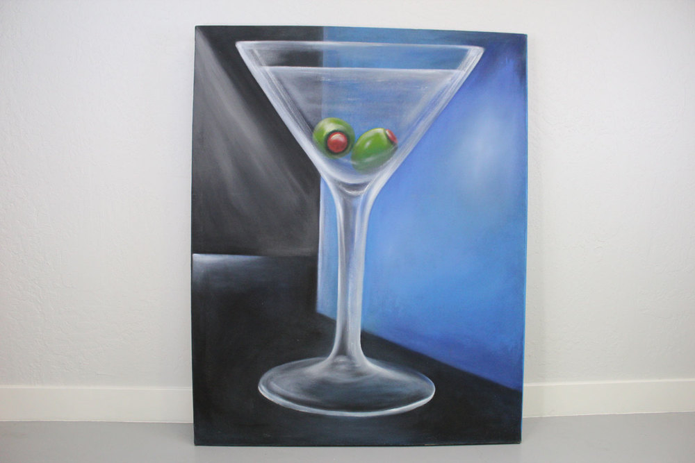 1000x667 Martini Glass Acrylic Painting Mid Century Modern Unique - Acrylic Painting On Glass