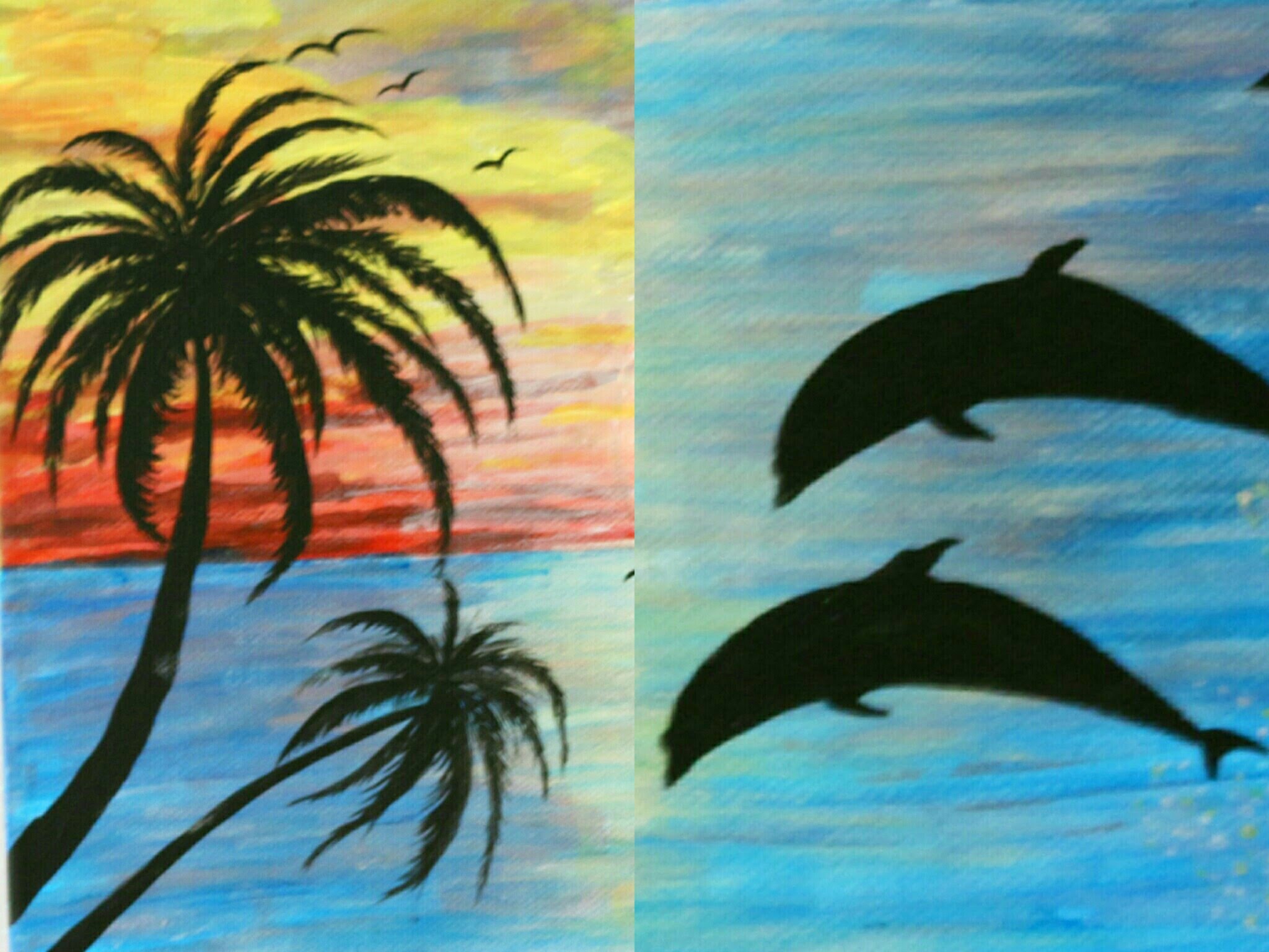 2048x1536 How To Paint Dolphins And Palm Trees Acrylics On Canvas ! Palmieri - Acrylic Painting Palm Trees