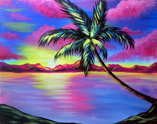 500x397 Out Of The Park Pizza 06062018 Paint Nite Event - Acrylic Painting Palm Trees