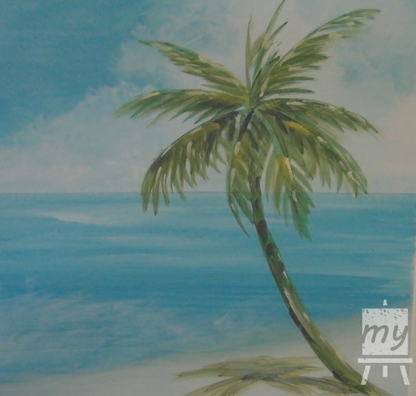 600x572 Acrylic Seascape Painting Lesson (Pt 2) How To Paint A Palm Tree - Acrylic Painting Palm Trees