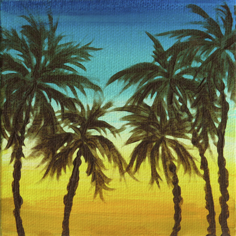 900x900 Palm Tree Sunset Modern Impressionist Acrylic Painting Stefanie - Acrylic Painting Palm Trees