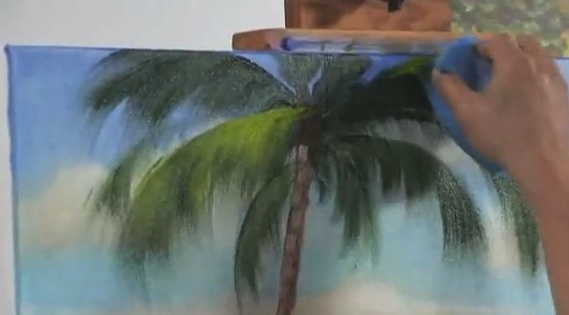 569x315 Acrylic Techniques Use A Sponge To Paint A Landscape - Acrylic Painting Palm Trees