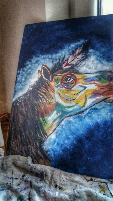 374x664 Native Art Painting Native Horse Spirit. Symbol Of Protection - Acrylic Painting Protection