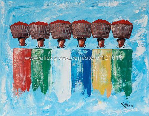 500x391 Tomato Ladies African Fine Art Acrylic Painting Handmade Ghana Oil - Acrylic Painting Protection