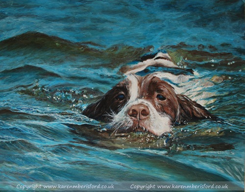500x392 Springer Spaniel Acrylic Painting Pet Commission - Acrylic Painting Water