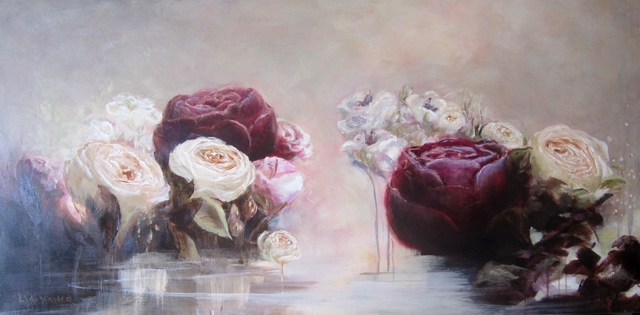 640x315 Jane De France Artwork Rose Water Ii Original Painting Acrylic - Acrylic Painting With Jane