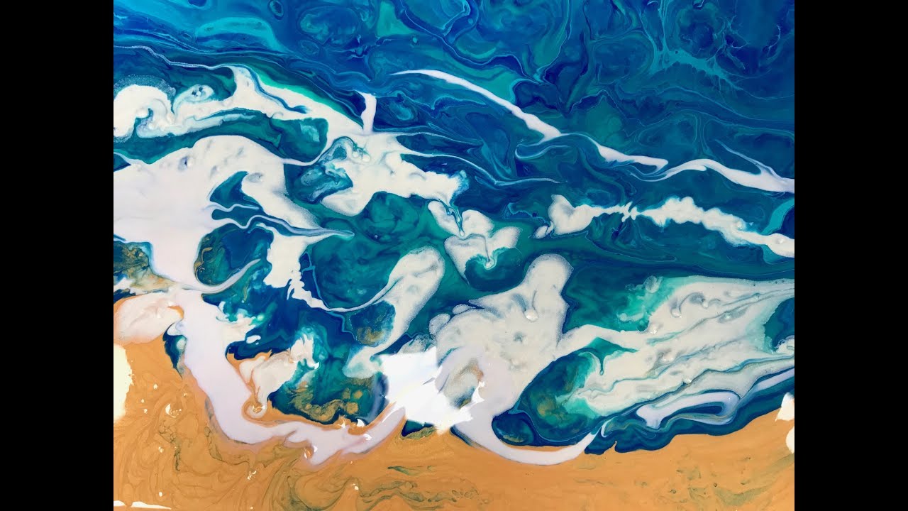 1280x720 Acrylic Pour Painting Ocean Meets Sand Double Dirty Landscape - Acrylic Pour Painting