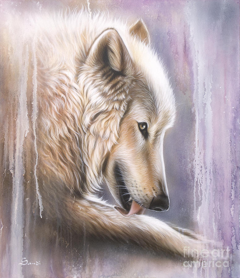 776x900 Dreamscape Wolf Iiii Painting By Sandi Baker - Acrylic Wolf Painting