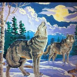 250x250 Wolf Acrylic Paintings - Acrylic Wolf Painting