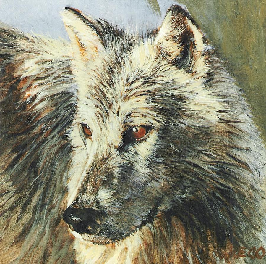 900x892 Arctic Wolf Painting By Steve Greco - Acrylic Wolf Painting