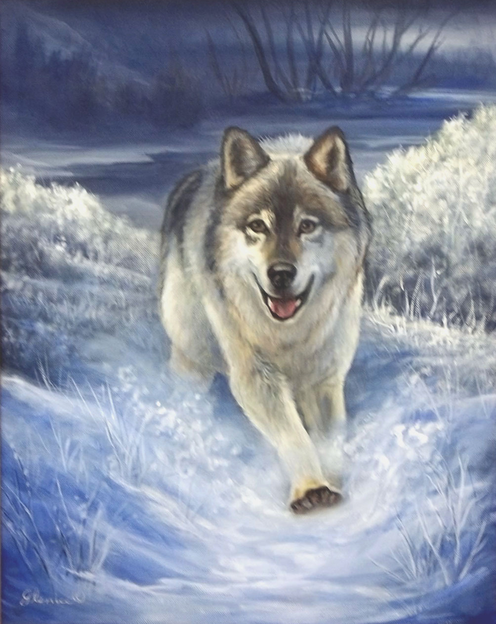 1004x1263 Downloadable Painting Pattern - Acrylic Wolf Painting