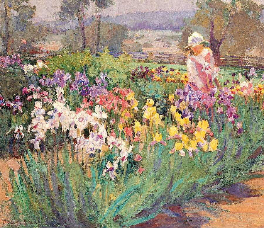 900x778 Iris Garden Painting By Ada Walter Shulz - Ada Painting