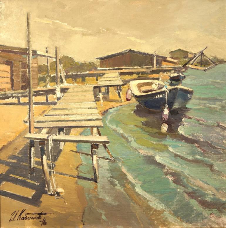 770x776 Saatchi Art Boats On Ada Bojana River Painting By Igor Kabanov - Ada Painting