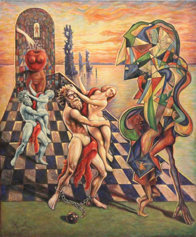 770x930 Saatchi Art The Apple Of Adam And Eve Painting By Nicolae Vasilescu - Adam And Eve Apple Painting
