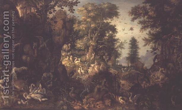 614x370 Adam And Eve In The Garden Of Eden Roelandt Jacobsz Savery - Adam And Eve In The Garden Of Eden Painting