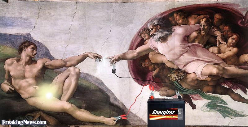 800x411 God Jump Starting Adam In Michelangelo Painting Pictures - Adam And God Painting