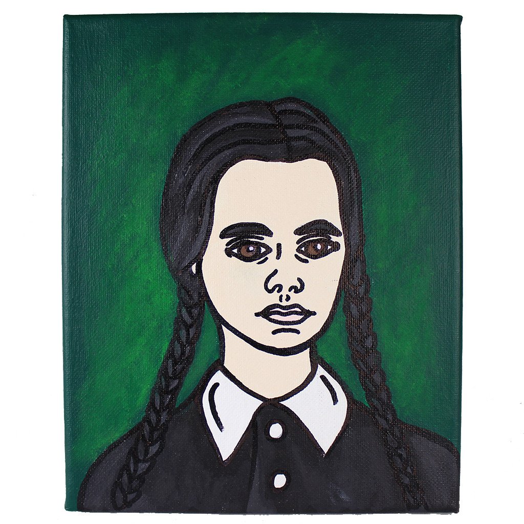 1024x1024 The Addam's Family Wednesday Original Painting Blue Jay Way - Addams Family Painting