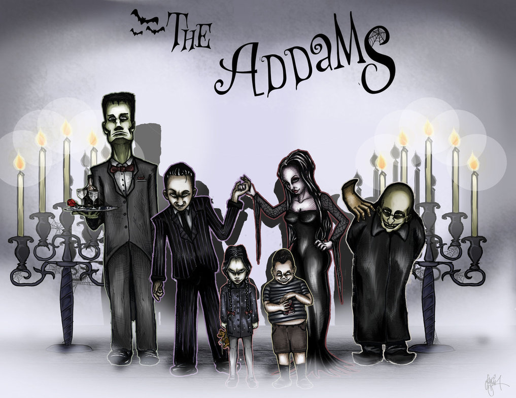 1017x786 The Addams Family By Artspanstime - Addams Family Painting