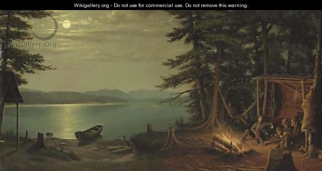 640x340 Adirondack Camp After The Hunt - Adirondack Painting