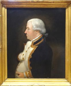 248x300 Large 18th Century British Navy Portrait Admiral Officer Antique - Admiral Painting