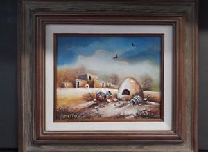 300x220 Hand Carved Adobe Painting Coffelt 1998 Ebay - Adobe Painting