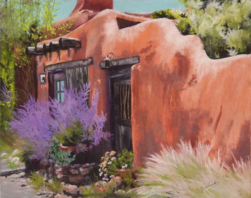 1000x789 Santa Fe Adobe An Original Southwestern Fine Art By Krugsstudio - Adobe Painting