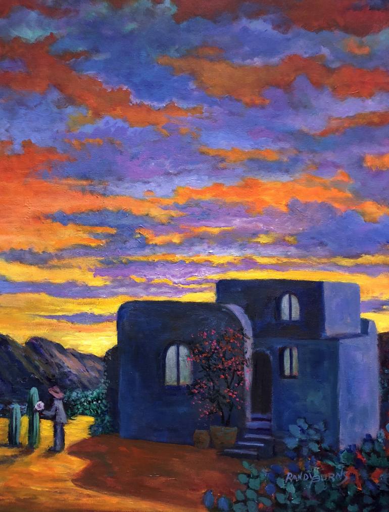 770x1015 Saatchi Art Adobe Blue Painting By Randy Burns - Adobe Painting