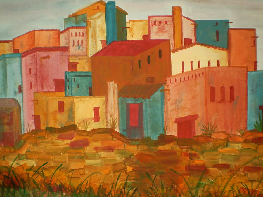 900x676 Adobe Village Painting By Judi Goodwin - Adobe Painting