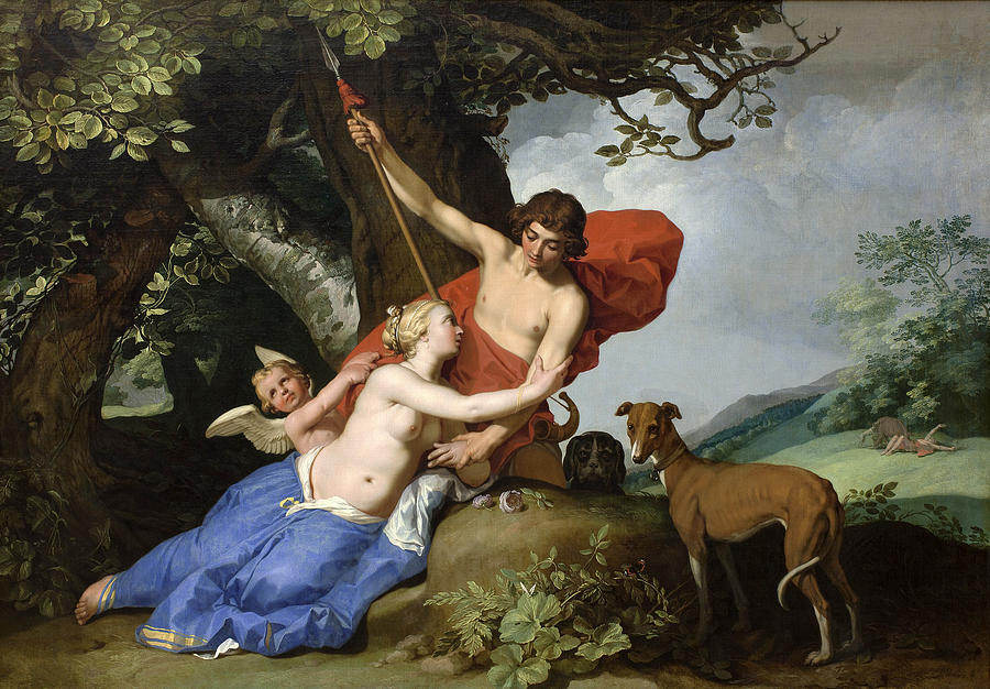 900x626 Venus And Adonis Painting By Abraham Bloemaert - Adonis Painting