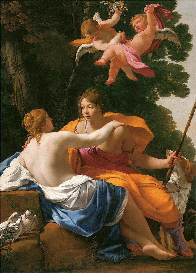 647x900 Venus And Adonis Painting By Simon Vouet - Adonis Painting