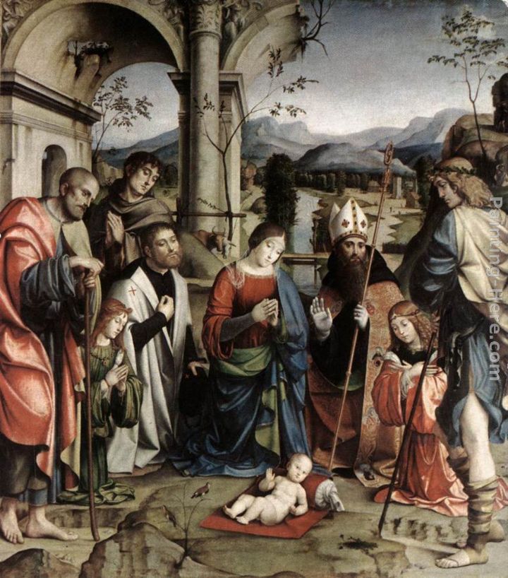 720x818 Francesco Francia Adoration Of The Child Painting Anysize 50% Off - Adoration Painting