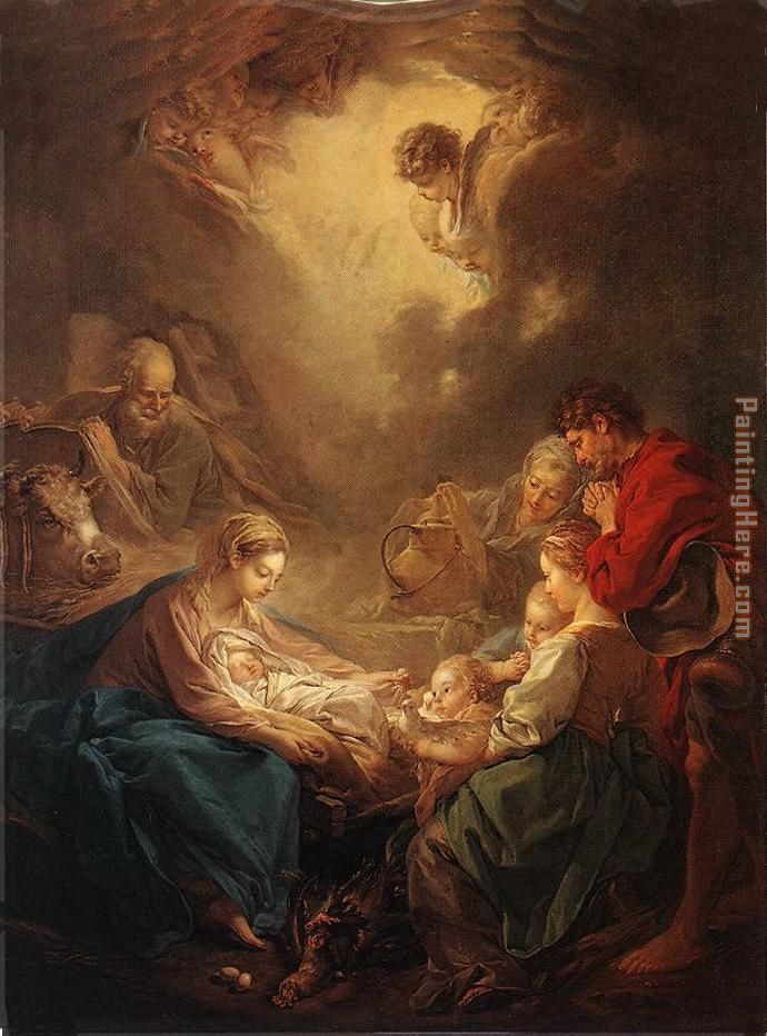 690x932 Francois Boucher Adoration Of The Shepherds Painting Anysize 50 - Adoration Painting