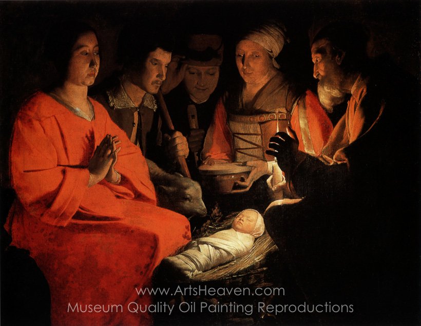 820x635 Reproduction Painting Georges De La Tour Adoration - Adoration Painting
