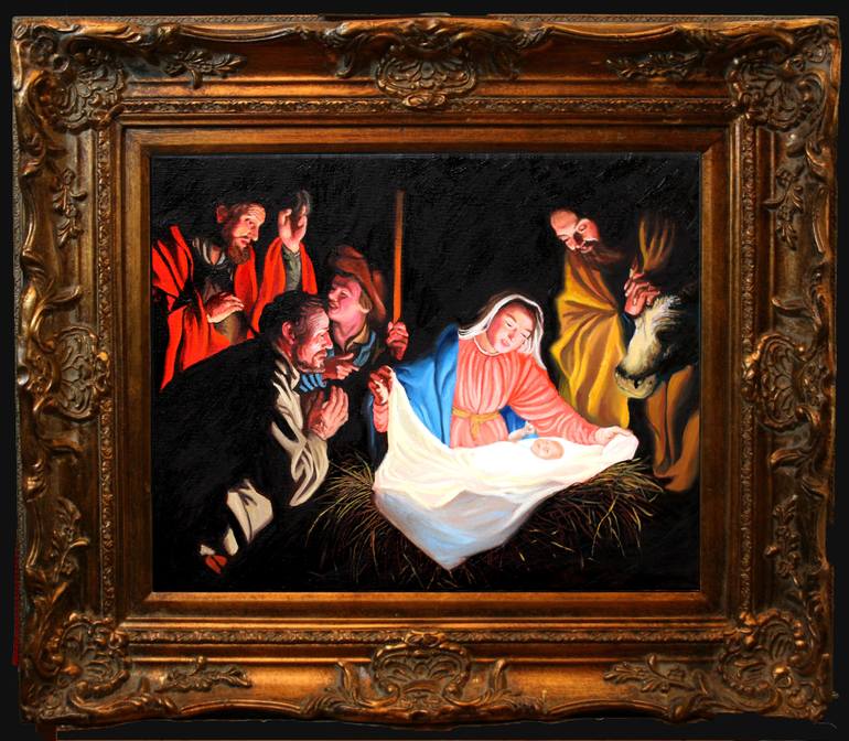 770x672 Saatchi Art Adoration Of The Shepherds Painting By Michael King - Adoration Painting