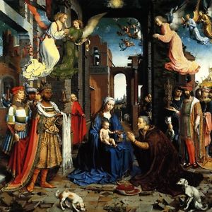 300x300 The Adoration Of The Kings Baby Jesus Mary Angels Painting By Jan - Adoration Painting
