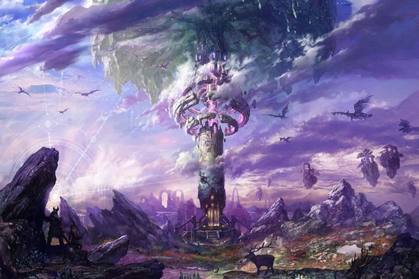 600x400 Tera Online Fantasy Adventure Game Magic Tower Modular Oil Poster - Adventure Painting