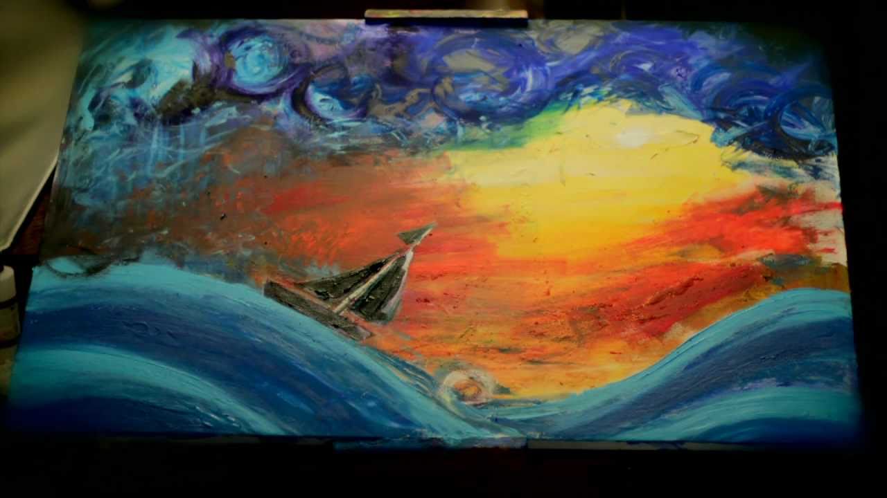 1280x720 Time Lapse Acrylic Painting Of Sailing Adventure Painting Art Time - Adventure Painting