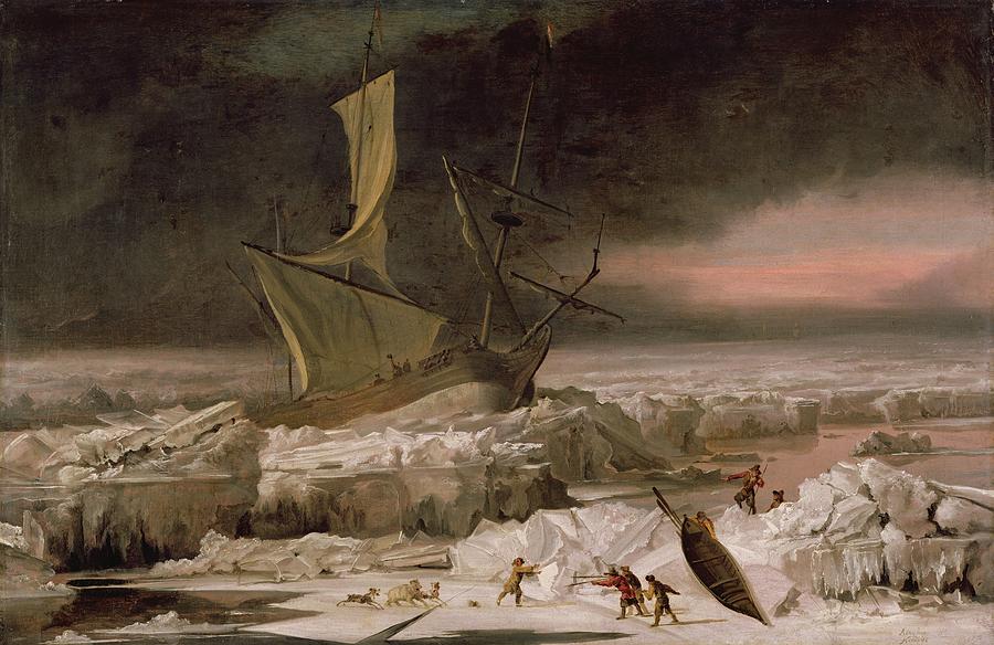 900x584 Arctic Adventure, Or A Ship In Distress Painting By Abraham - Adventure Painting