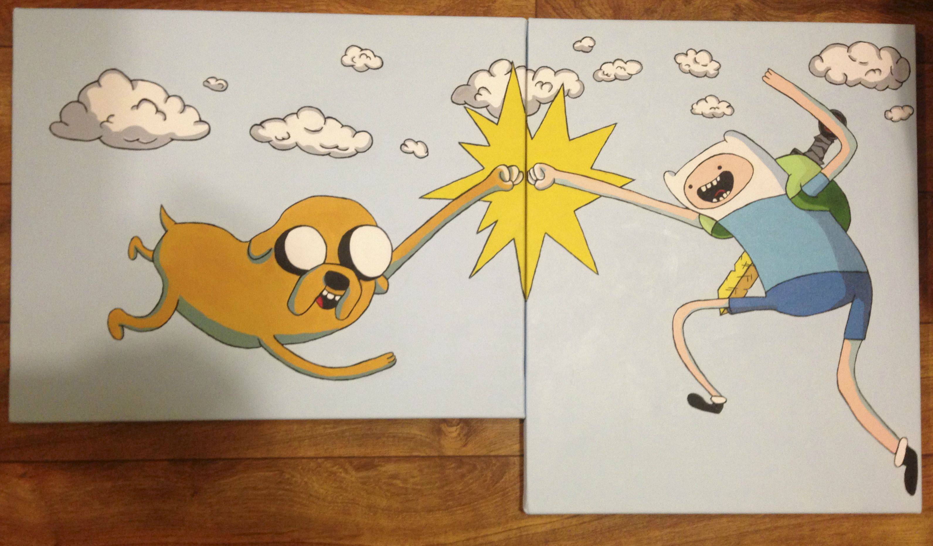3183x1862 Epic Fist Bump Painting - Adventure Time Acrylic Painting