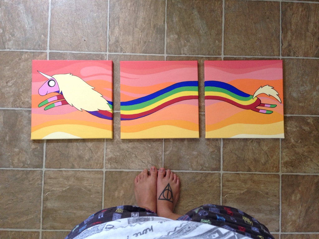1024x768 My Lady Rainicorn Sequence Painting! ) 3 X 12 X 12 Acrylic - Adventure Time Acrylic Painting