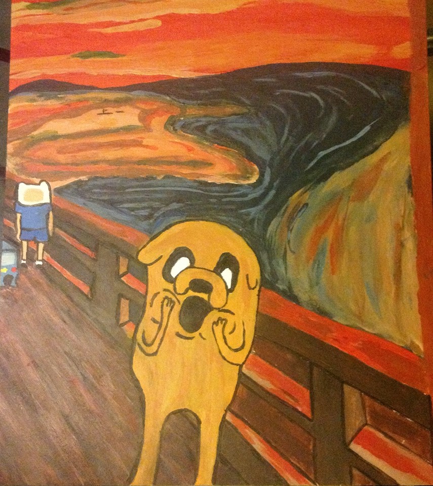855x960 I Recently Painted A Parody Of The Famous Scream With Adventure - Adventure Time Painting
