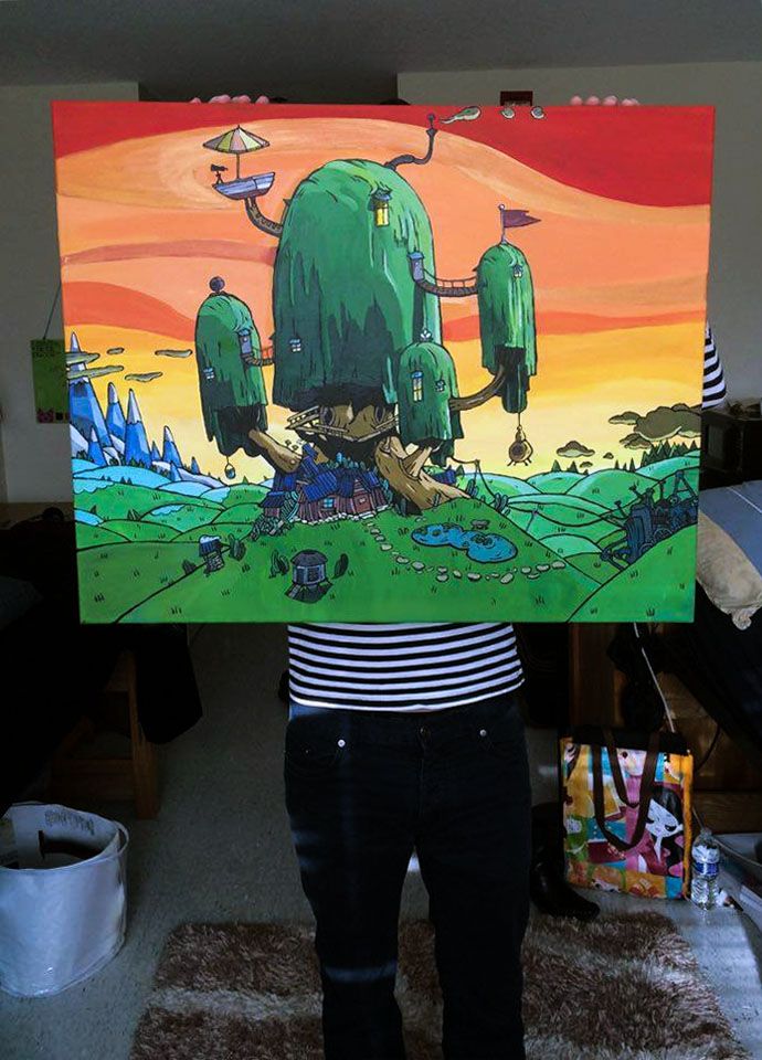 690x960 I Surprised My Boyfriend With This Adventure Time Painting That I - Adventure Time Painting