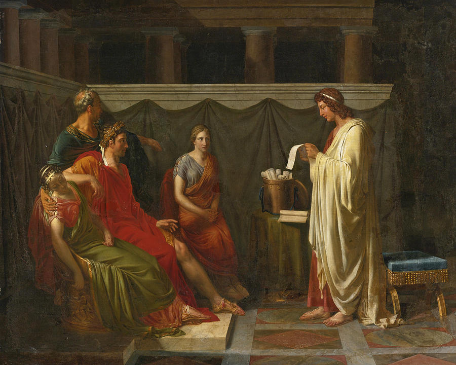 900x720 Virgil Reading His Aeneid To Augustus Painting By Jean Bruno Gassies - Aeneid Painting