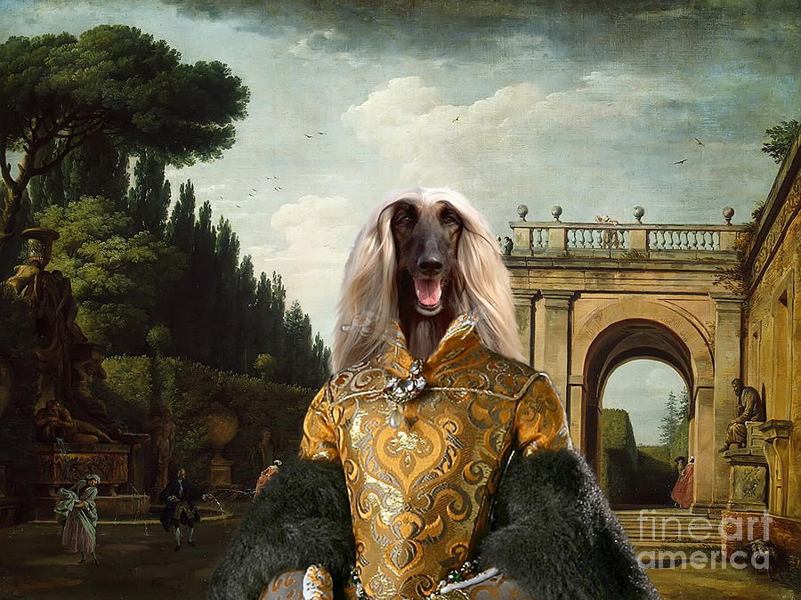 900x674 Afghan Hound The Afternoon Promenade In Rome Canvas Fine Art Print - Afghan Hound Painting