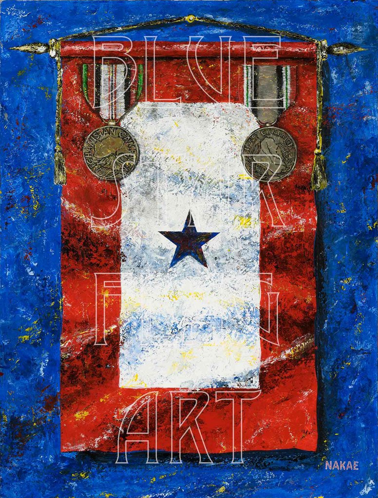 776x1024 Blue Star Flag Original Painting Iraq Afghanistan Blue Star - Afghanistan Painting