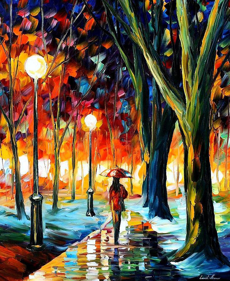 736x900 Cold Winter - Afremov Painting