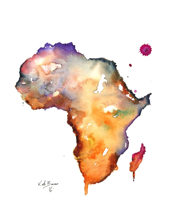 564x730 The Continent Of Africa Map Watercolor Painting - Africa Map Painting
