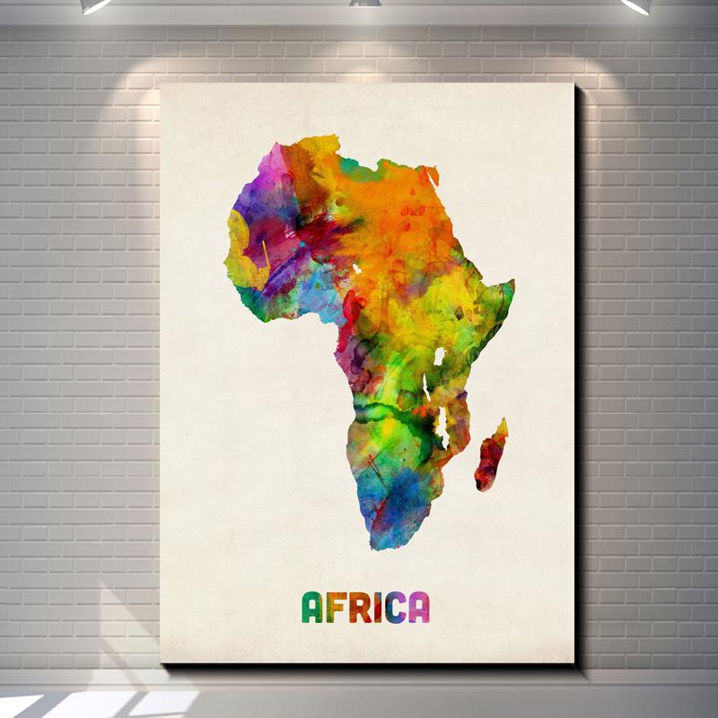 800x800 Vintage Watercolor Map Of Africa Pictures Painting Canvas Poster - Africa Map Painting