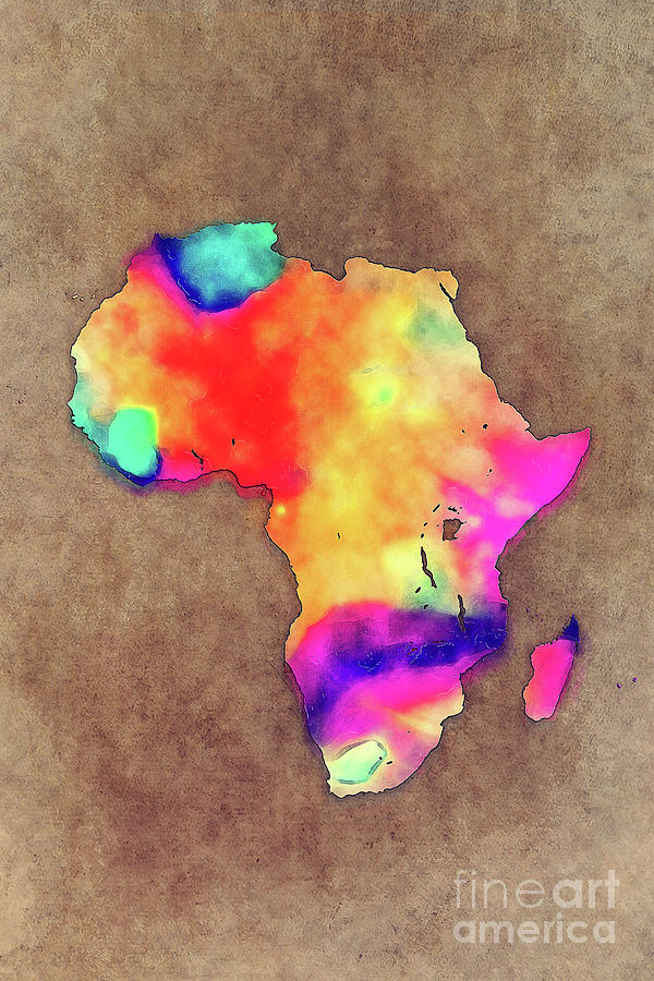 600x900 Africa Map Painting By Justyna Jbjart - Africa Map Painting